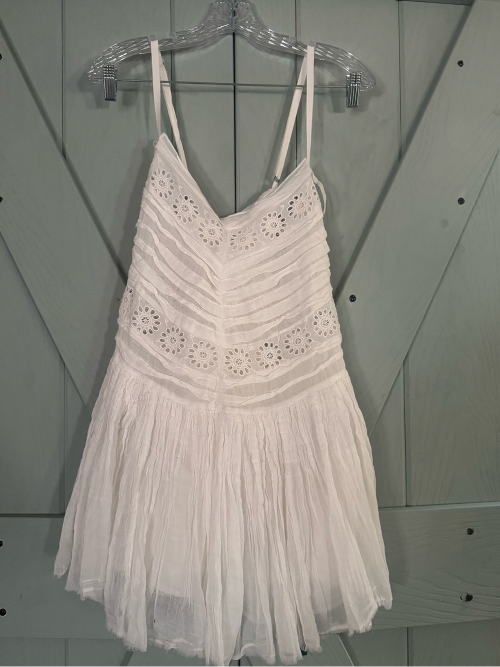 Free People White Eyelet Spaghetti Strap Sundress